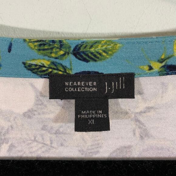 J Jill Wearever Collection Floral V-neck Q Sleeve Stretchy Sheath Dress Sz XL - Picture 4 of 9